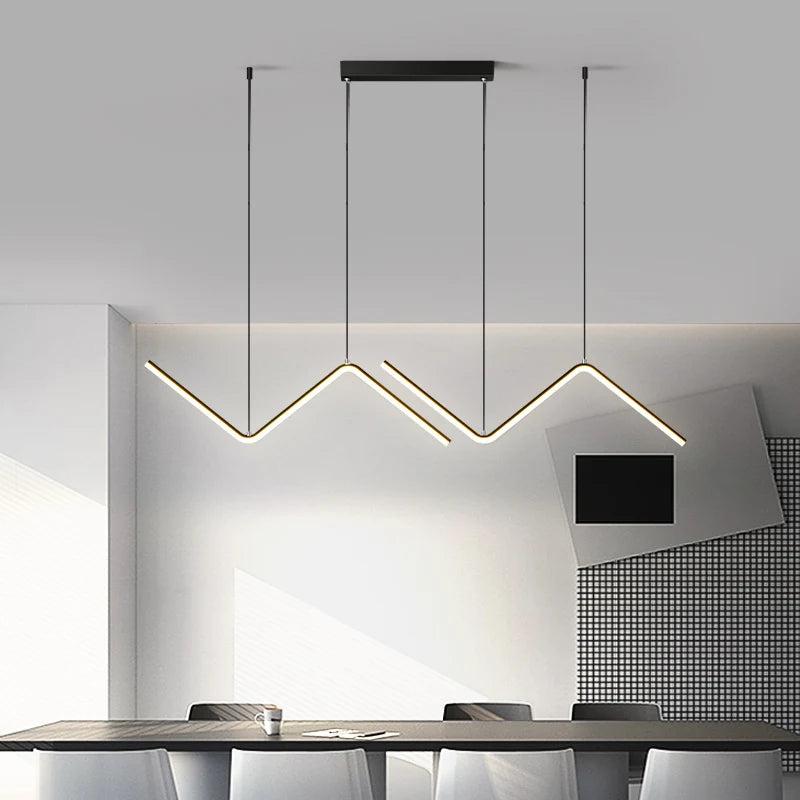 Nordic Wave Hanging Pendant Lamp – Black & Gold Industrial Design for Living & Dining Rooms