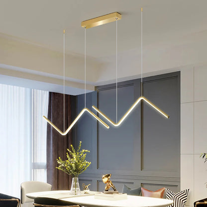 Nordic Wave Hanging Pendant Lamp – Black & Gold Industrial Design for Living & Dining Rooms