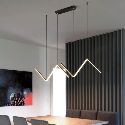 Nordic Wave Hanging Pendant Lamp – Black & Gold Industrial Design for Living & Dining Rooms