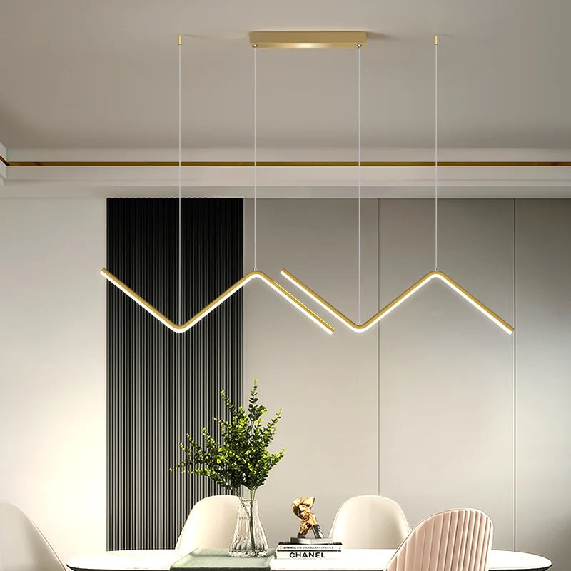 Nordic Wave Hanging Pendant Lamp – Black & Gold Industrial Design for Living & Dining Rooms